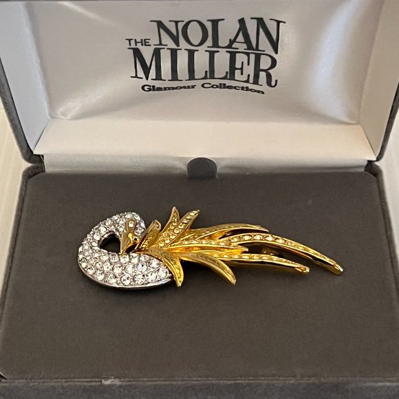 NWOT Vintage Nolan Miller Jonquil & Crystal Bird Pin - Picture 4 of 7